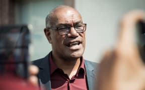 Alcide Ponga, President of the 18th government of New Caledonia, speaks to the media following his election by members of the government, in France's Pacific territory of New Caledonia in Noumea on 8 January 2025.