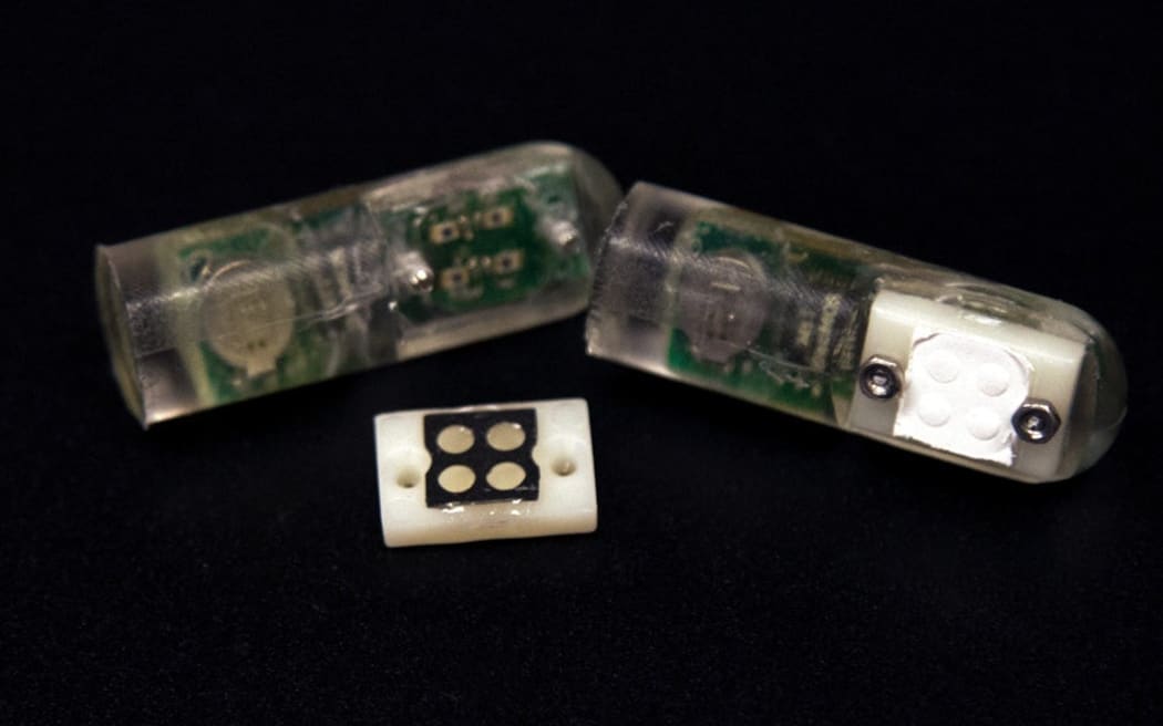 MIT researchers built an ingestible sensor equipped with genetically engineered bacteria that can diagnose bleeding in the stomach, and possibly other gastrointestinal ailments.