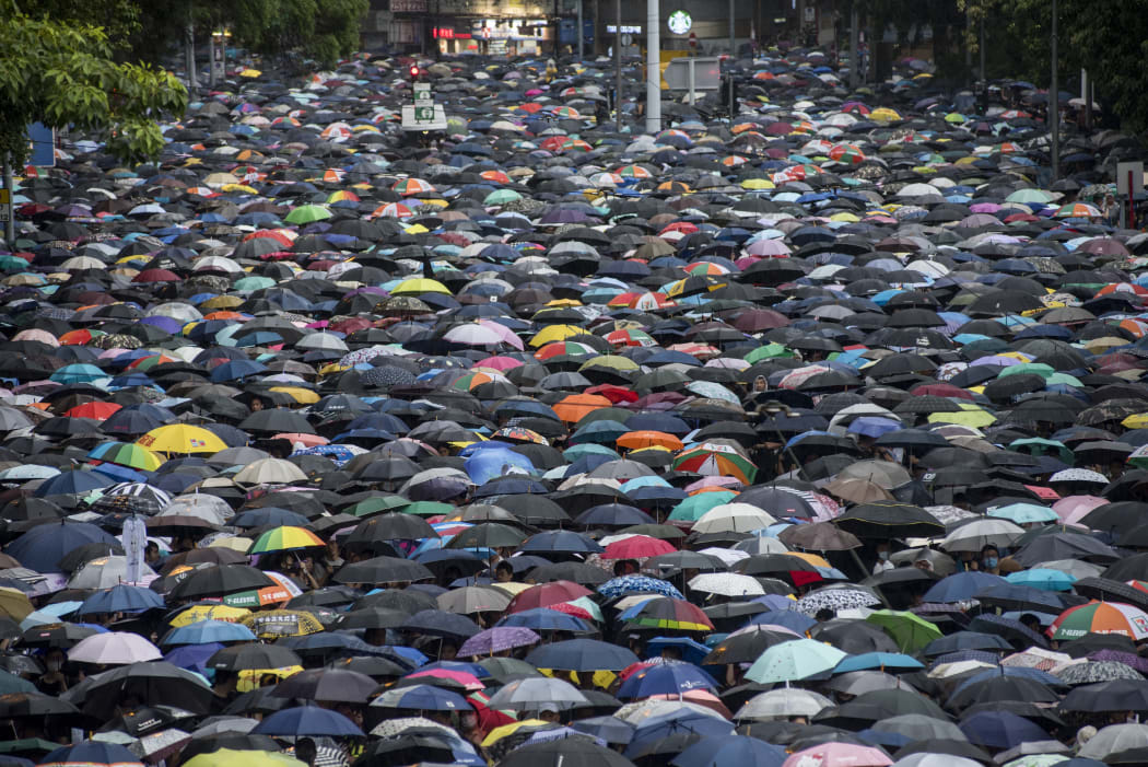 Thousands of demonstrators gather at Victoria Park area during a protest organised by the Civil Human Rights Front, in Hong Kong, China on 18 August, 2019.