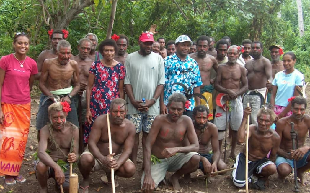 Sonia Minniecon with her paternal family on Ambrym Island after a Rom ceremony held in honour of her late father.