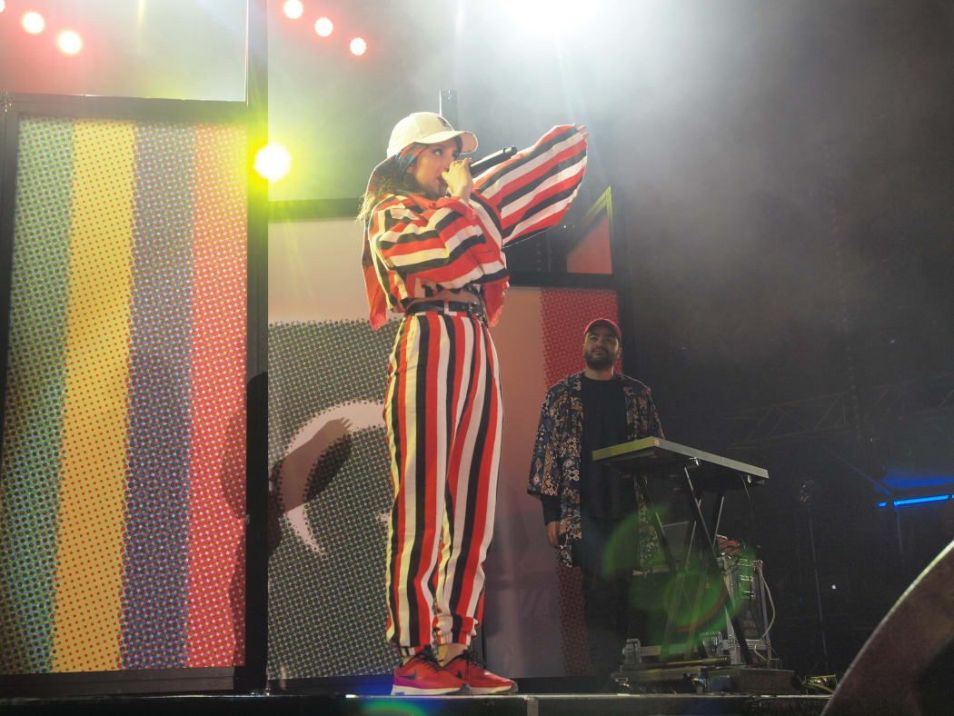 Persian rapper CHAII performing her viral hit 'Digibasse' (Farsi for "enough")