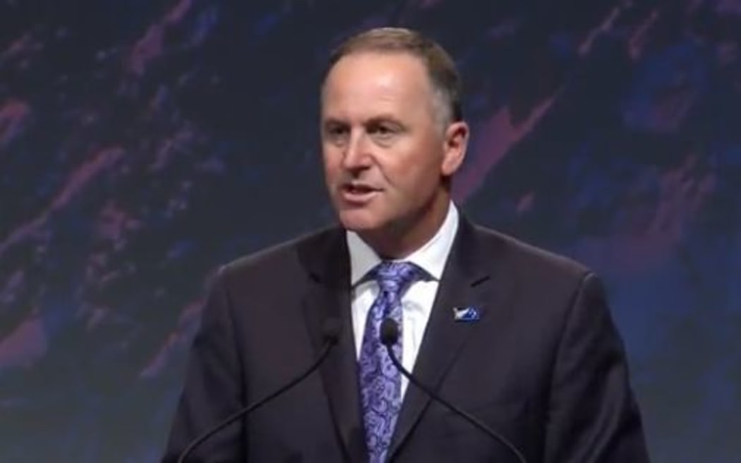 Prime Minister John Key speaks at the TPP signing.