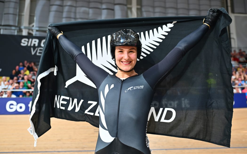 Women Elite Keirin Final for gold - Ellesse Andrews of New Zealand 2023.