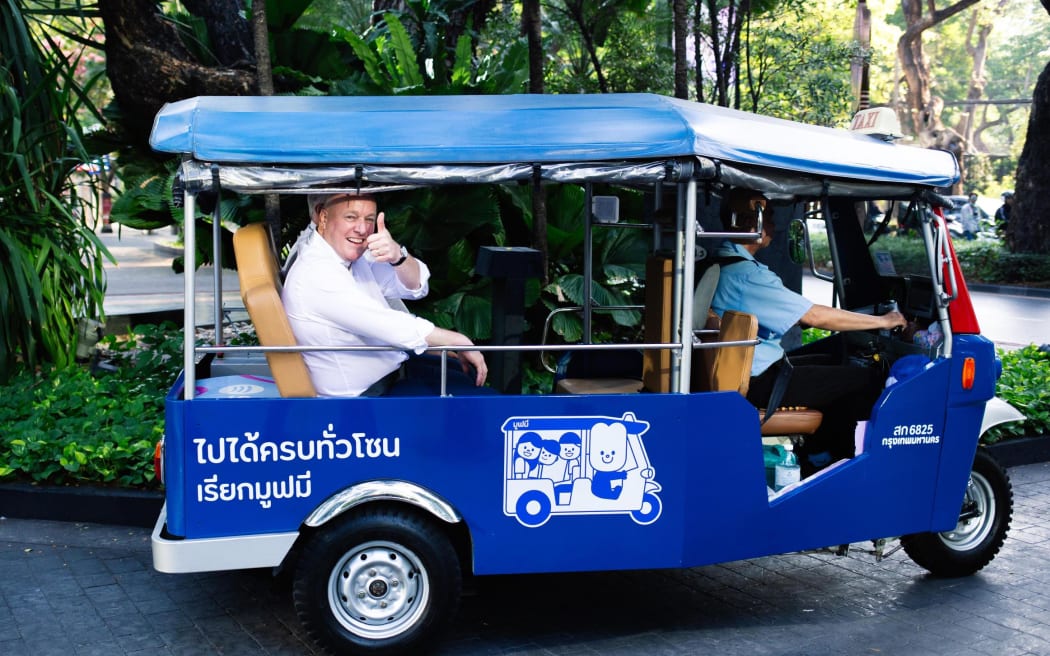 Christopher Luxon on Tuk Tuk tour in Bangkok, April 2024.