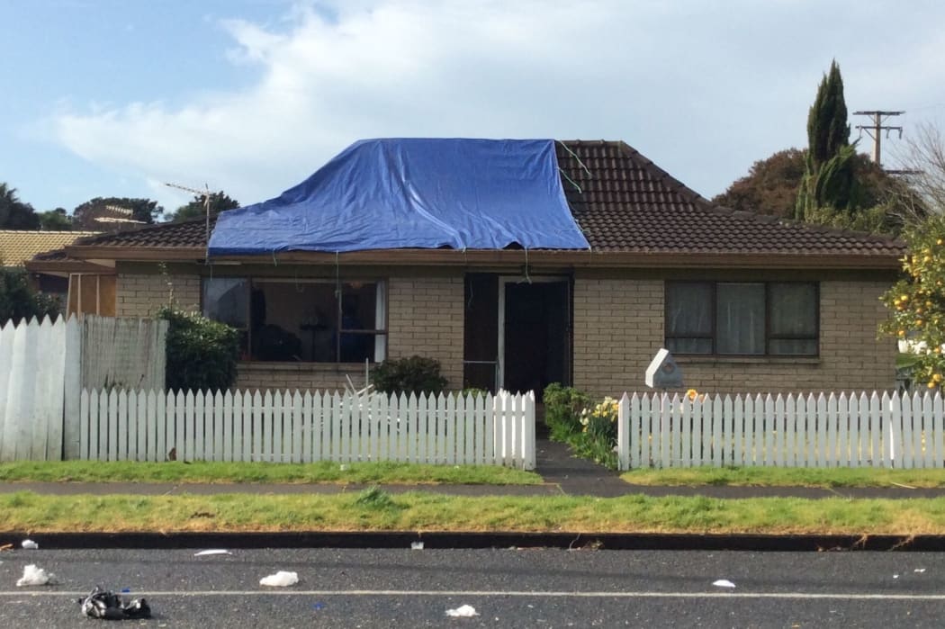 Home of 91 year old hit by mini-Tornado. Wallace Rd Papatoetoe.