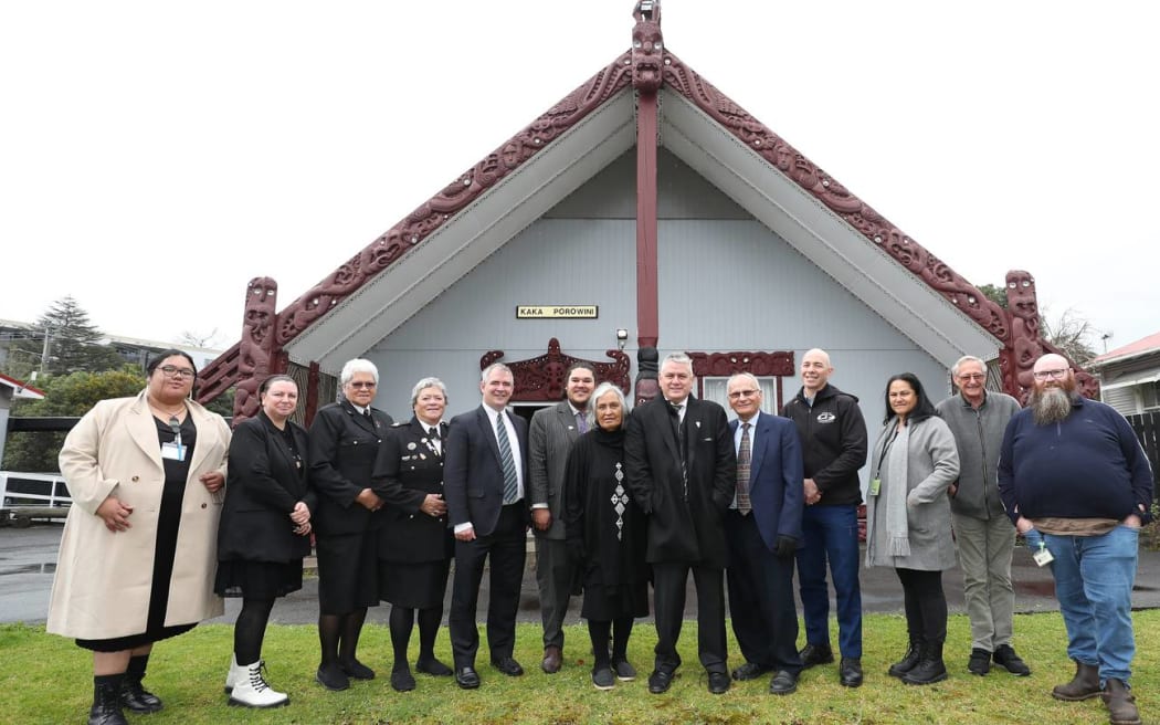 The team of social workers, lawyers, forensics, police prosecution, registrar, kaumātua and kuia who oversee the progress of youth in Taitamariki Court with Judge Greg Davis. Photo / Mike Cunningham