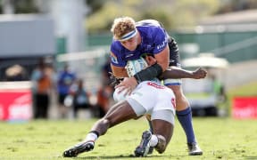 Sam Darry of the Blues during the round 1 Super Rugby Pacific match between the Blues and Fijian Drua