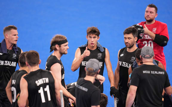 Sean Findlay of New Zealand gives the thumbs up during the Men's Hockey preliminary match between New Zealand and Spain at the Oi Hockey Stadium during the Tokyo Olympic Games, Sunday, July 25, 2021.
