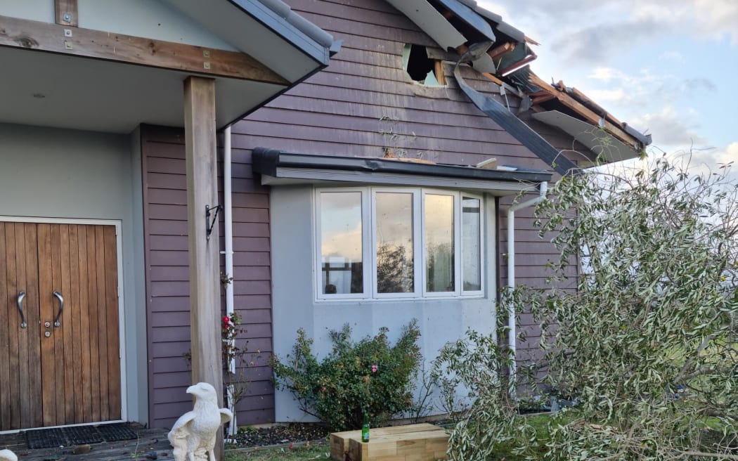 Damage to Kenny and Maree Cripps' house in Petra Way, Tasman.