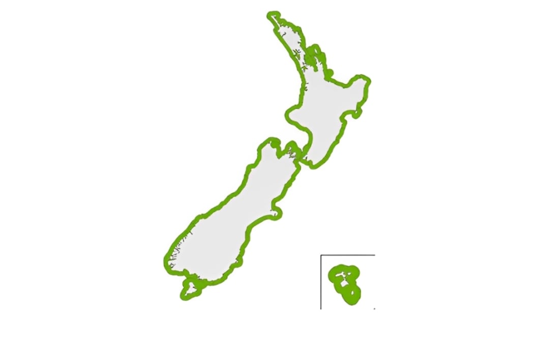 NEMA map of predicted affected coastlines of NZ following the large Kamchatka earthquake