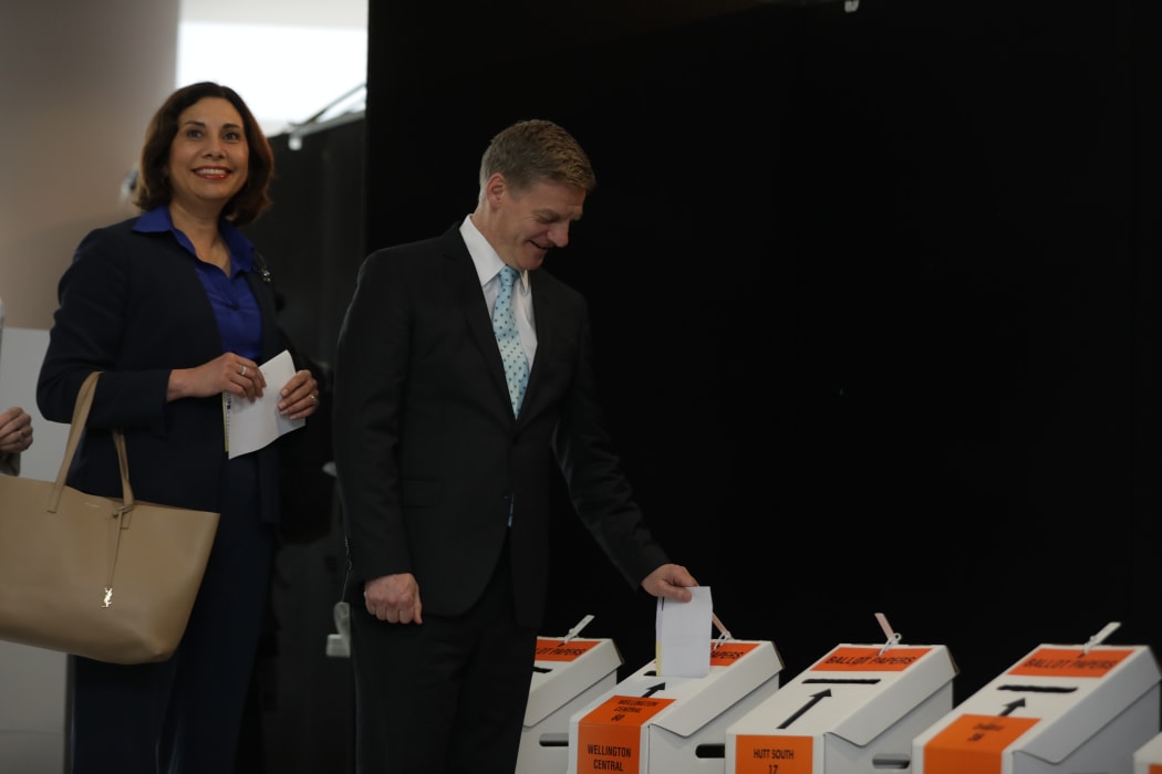 Bill English and wife Mary voting on 21 September.