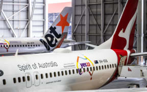 Qantas unveiled new livery which threw the company's support behind a 'Yes' vote on the Indigenous Voice referendum.