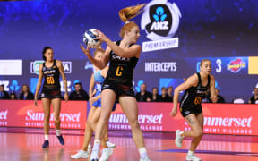 Waikato BOP Magic captain Sam Winders looks upcourt.