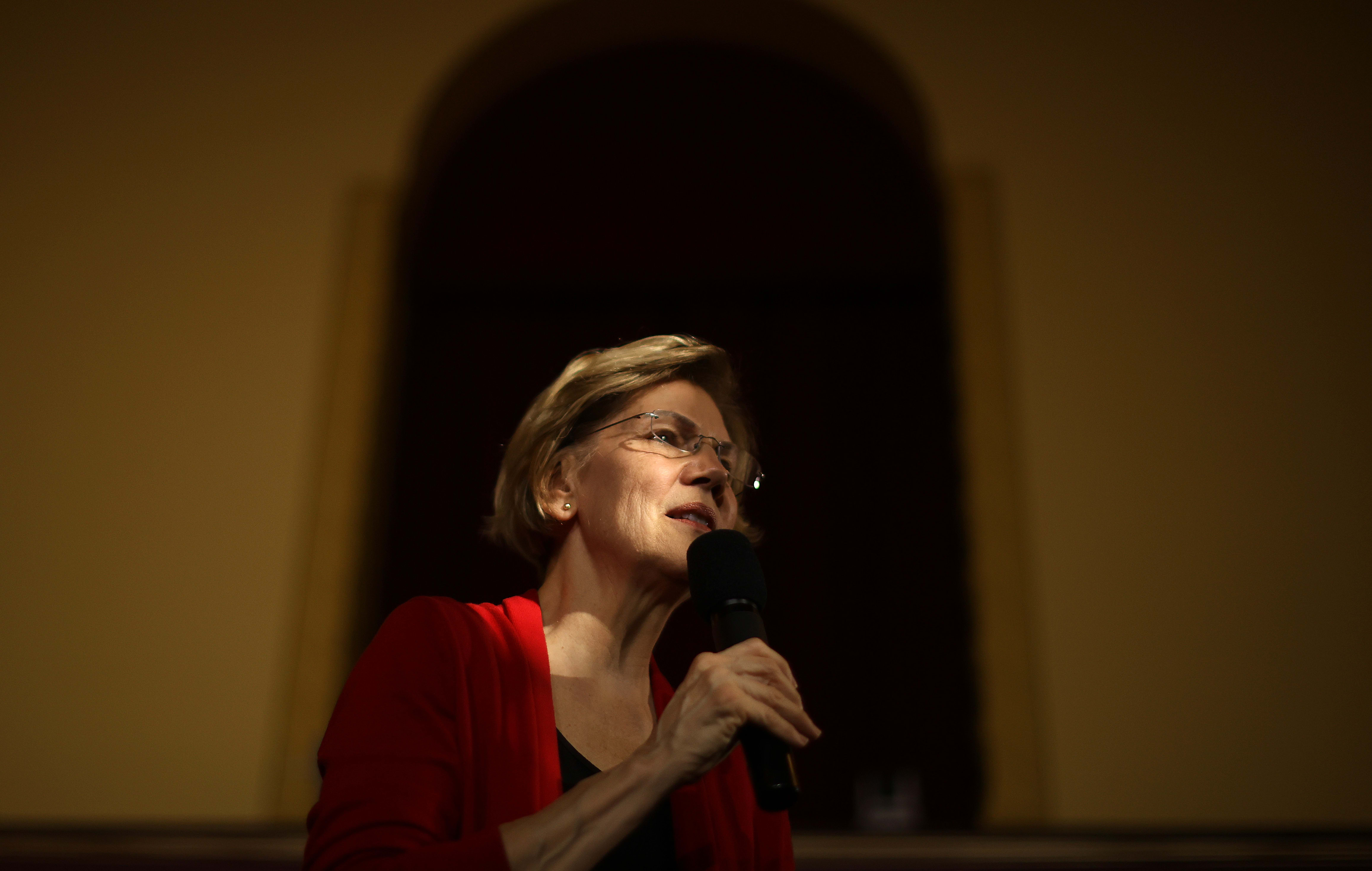 Senator Elizabeth Warren speaks during a campaign event at Iowa State University's Memorial Union February 02, 2020 in Ames, Iowa.