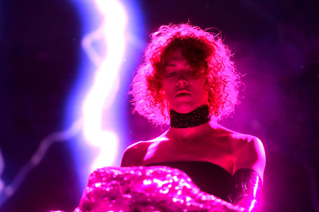 Scottish electronic pop producer Sophie performing at the 2019 Coachella Festival, in California.