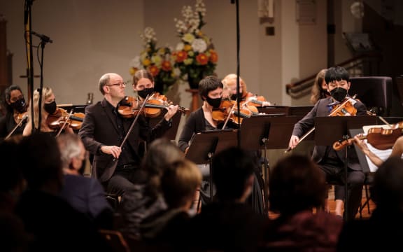 Orchestra on stage.