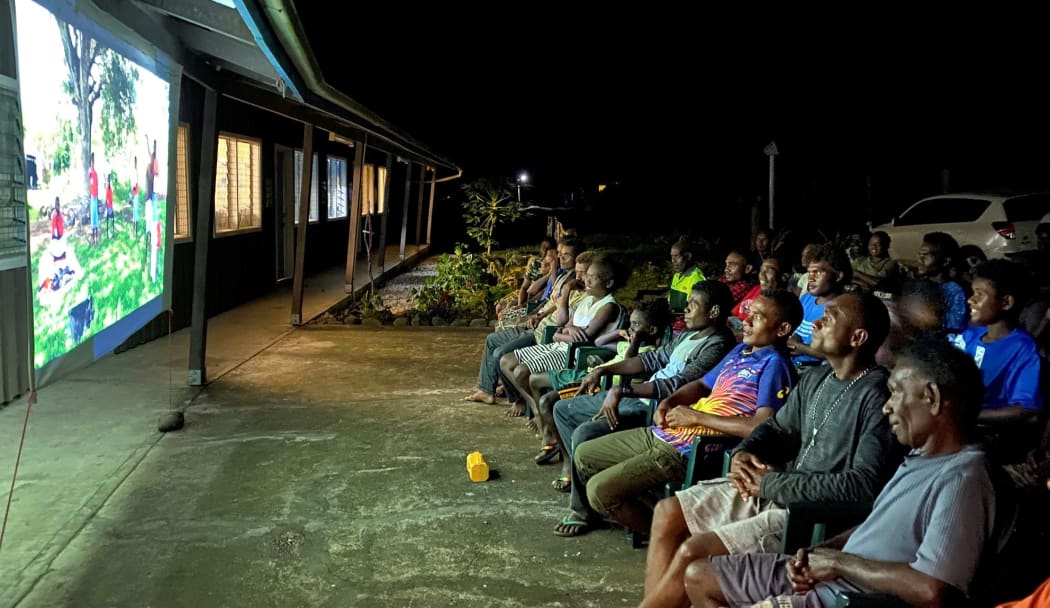 A concert watch party at the San Isidro School, Guadalcanal in the Solomon Islands.