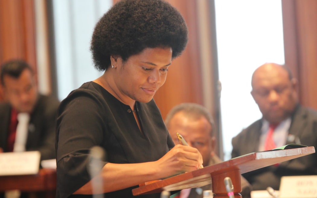 Lenora Salusalu Qereqeretabua (born March 1968) is a broadcaster and member of the Parliament of Fiji. She is a member of the National Federation Party (NFP).