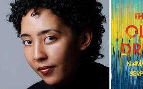Namwali Serpell and the cover of her book "The Old Drift"