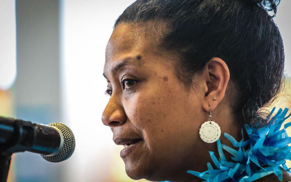 Dr Teresia Teaiwa - the Director of Va'aomanu Pasifika - Samoan and Pacific Studies at the Victoria University of Wellington. Speaking at an event during Fiji Language week 2016.