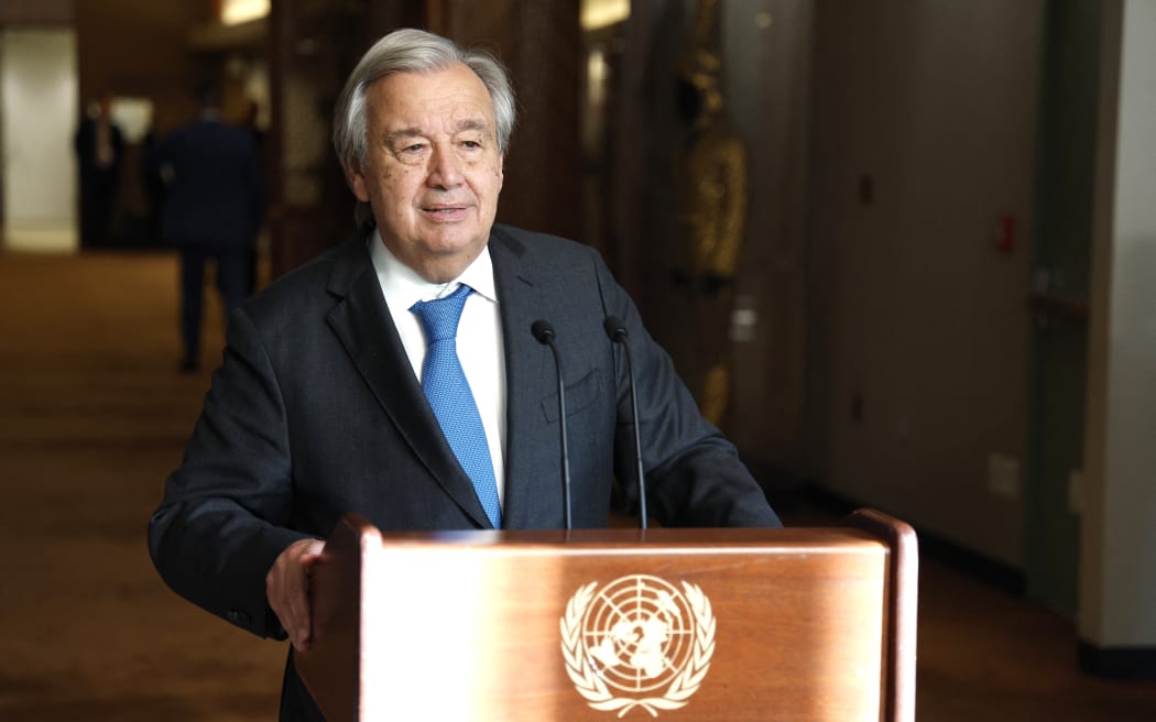 UN Secretary General Antonio Guterres speaks to the press about the current situation in Ukraine and other topics during The 77th Session Of The United Nations General Assembly  on 21 September 2022 in New York City, USA.