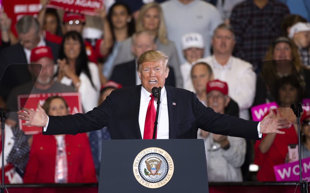 President Donald Trump speaks at the Florida campaign rally.