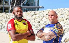 PNG captain Ahulo Ottio and Niue captain Luka Gibbs.