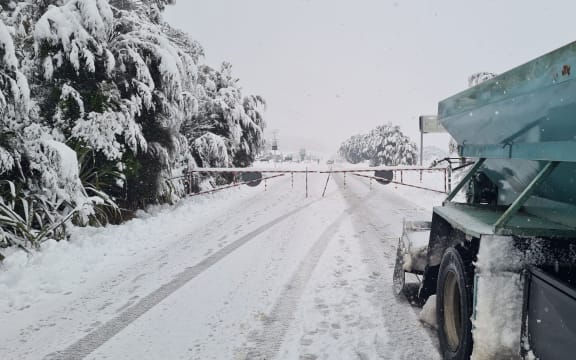 The Haast Pass this morning covered in snow.