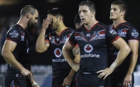 Warriors captain Ryan Hoffman and his dejected team mates.