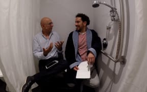 Psychologist Sarb Johal joins James in the shower.