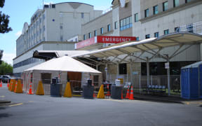 A tent to triage patients entering Middlemore Hospital’s emergency department.