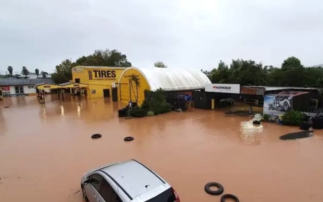 A photo taken of the Anthony Wright's business on Tuesday morning after floodwaters had started to recede.