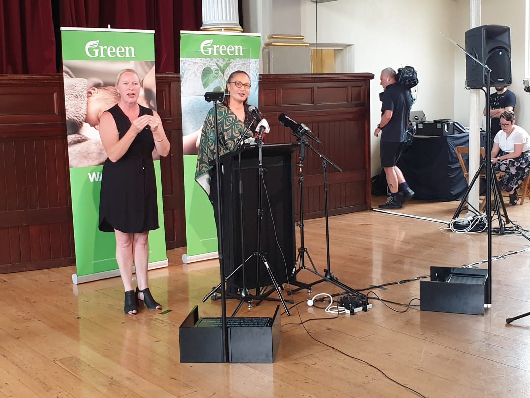 Marama Davidson delivers the Green Party's "State of the Planet" speech.