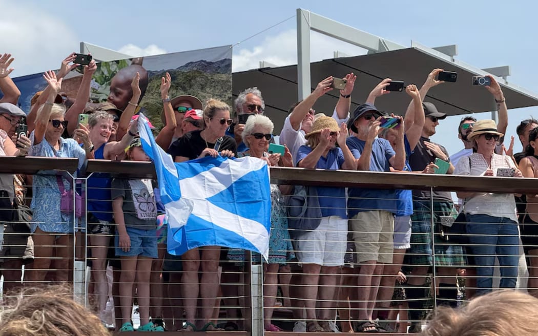 Crowds gathered to welcome the trio.