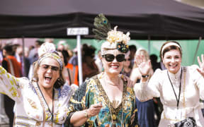 Crowds excited for New Zealand Trotting Cup at Addington Raceway in Christchurch.