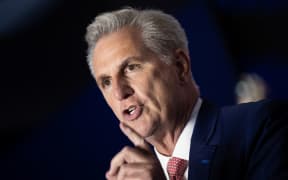 House Minority Leader Kevin McCarthy speaks at his election night watch party after the midterm elections, early on 9 November, 2022, in Washington, DC.