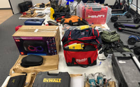 Police seized these items, among a haul of more than 80 things they say were stolen, that were recovered from two central Auckland Hobson Street apartments, on 2 April, 2025.