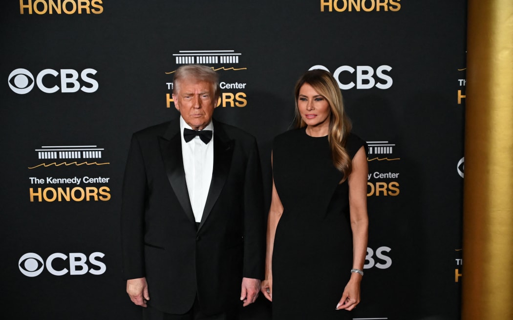 US President Donald Trump and First Lady Melania Trump arrive for the 48th Kennedy Center Honors gala at the Kennedy Center in Washington, DC, on December 7, 2025. (Photo by Alex WROBLEWSKI / AFP)