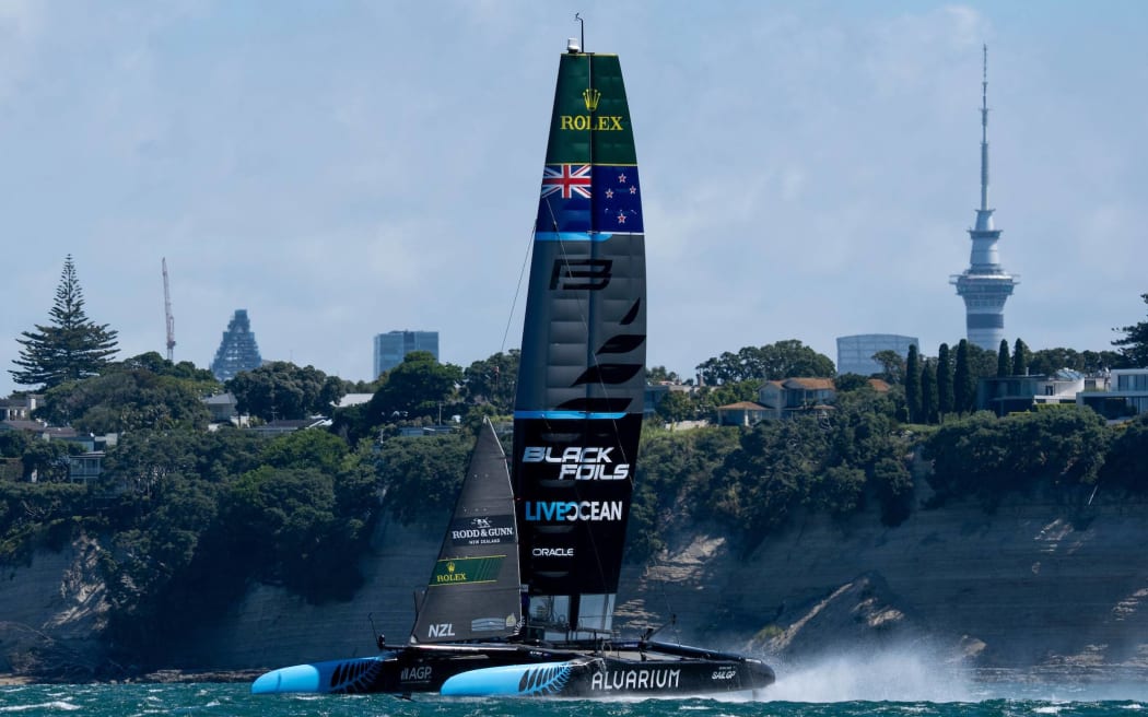 New Zealand in SailGP practice off Auckland.
