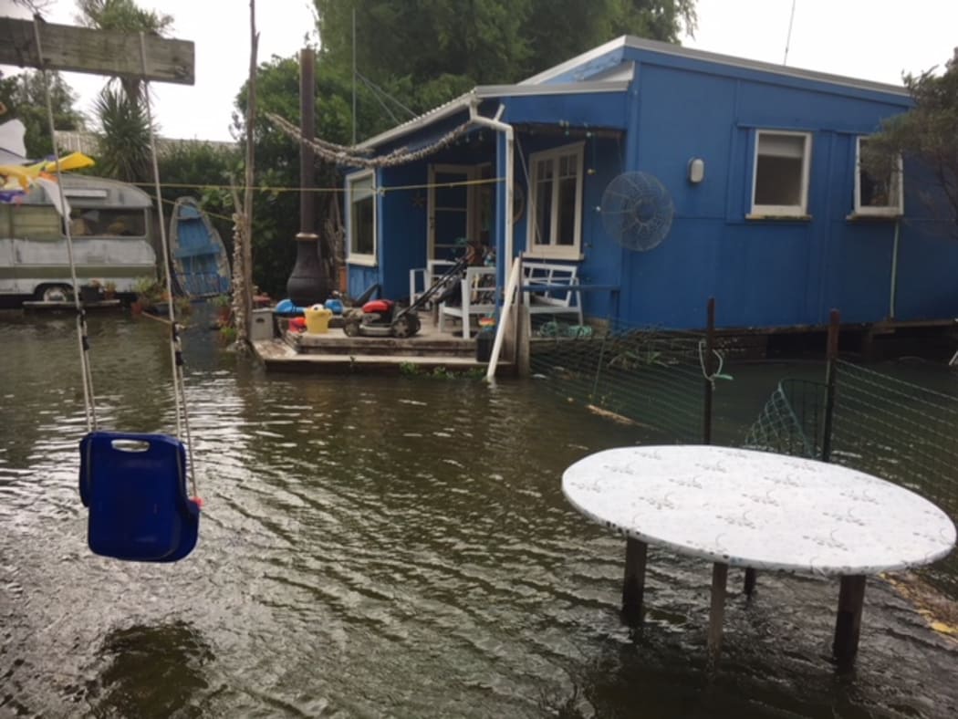 Flooding at a bach in Cook's Beach in the Coromandel.