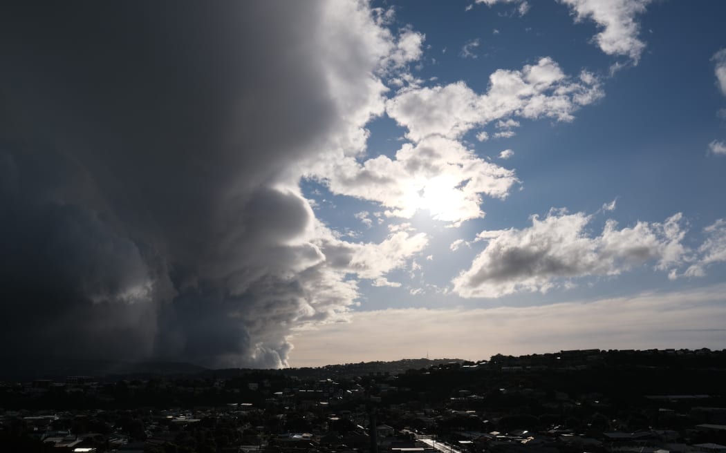 Storm clouds rolling into Wellington on 12 August, 2024.