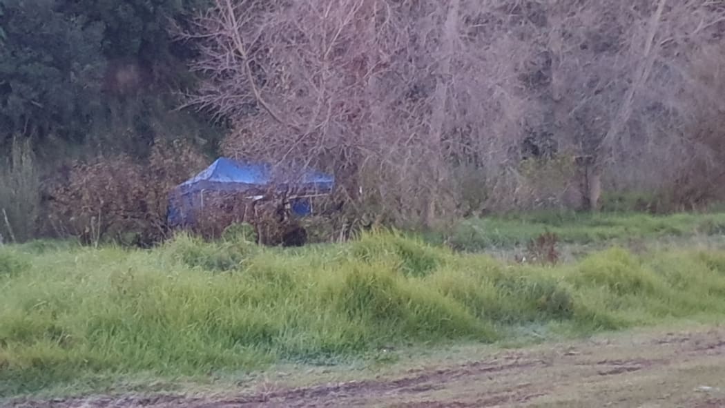 The scene of the fatal police shooting of a man on Mamaku Rd, south of Waitara, Taranaki.