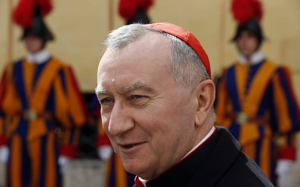Vatican Secretary of State Cardinal Pietro Parolin arrives to meet the Queen of Britain on April 3, 2014, at the Vatican. Britain's Queen Elizabeth II flew to Rome on April 3 to meet Pope Francis for the first time on a visit that is also the 87-year-old monarch's first foreign trip since 2011. AFP PHOTO / POOL/ STEFANO RELLANDINI (Photo by Stefano RELLANDINI / POOL / AFP)