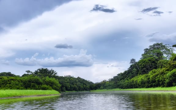The Amazon River in the late afternoon near Leticia, Colombia