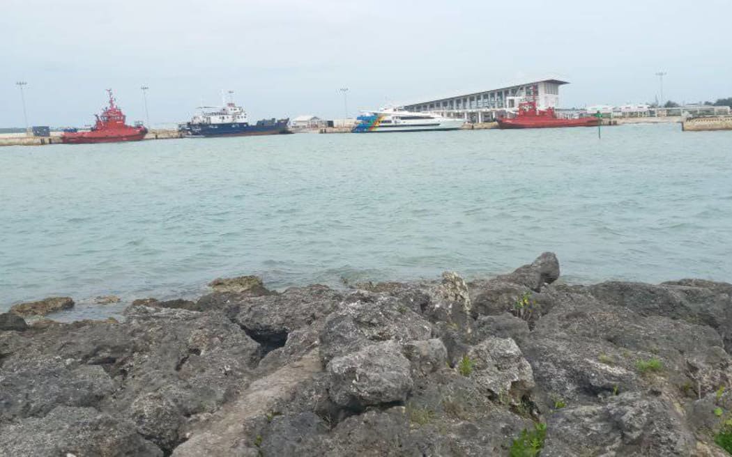 Sea currents beginning to build around the open sea swimming pool area at the Fasi Ma'ufanga waterfront on 14 January 2022.