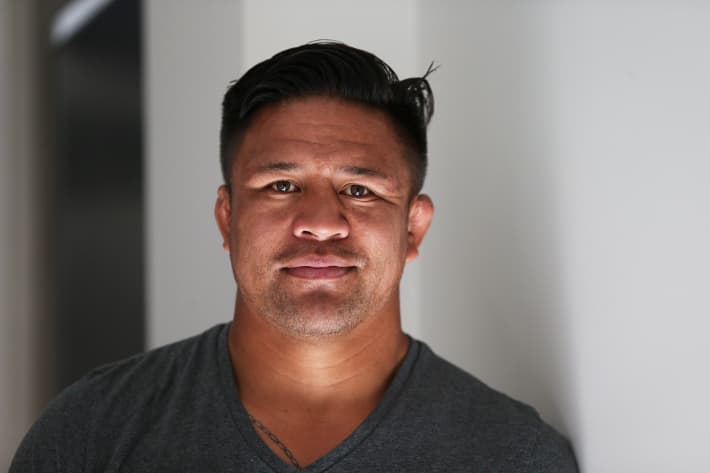 Keven Mealamu of the Blues poses at a media press conference during the All Blacks Wider Squad Training camp held at the Rydes Hotel, Christchurch on 19 May 2014.