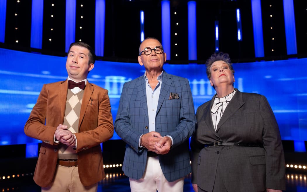 The Supernerd Issa Schultz,  Paul Henry and Anne Hegerty aka The Governess