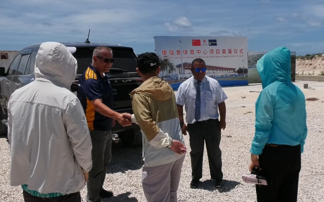 Micronesia Games Council members touring the new stadium site in Nauru.