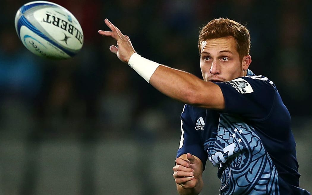 The Blues first-five Ihaia West in action during their Super Rugby match against the Hurricanes at Eden Park in May.