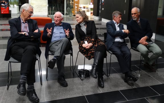 Ian F Grant (second left) with longtime collaborator Hugh Rennie (left) and Colin James (second right)